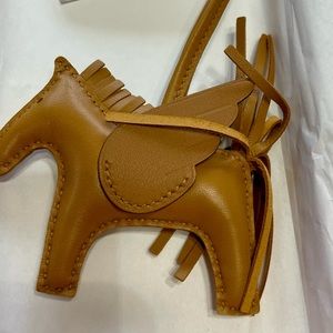 Hermes Rodeo leather bag charm in gold